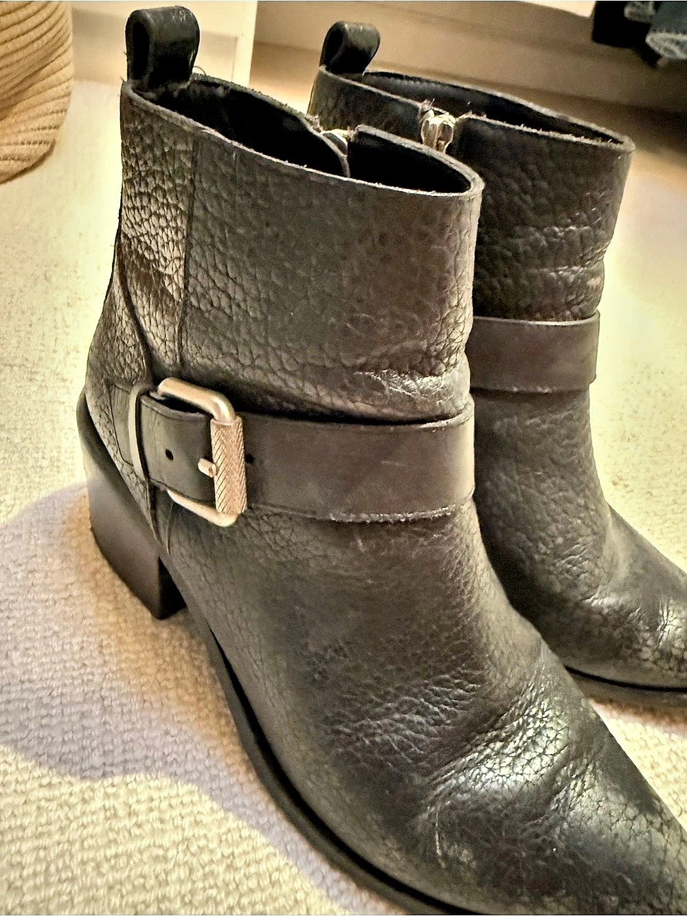 Allsaints Black Buckle Ankle Boots